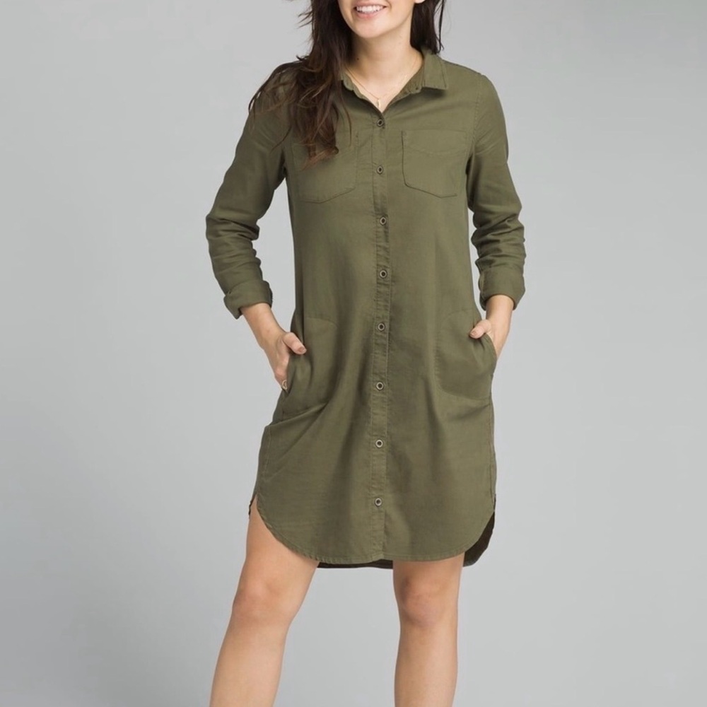 PRANA — NWOT Yarrow Shirt Dress Organic Cotton Pockets — Size XL